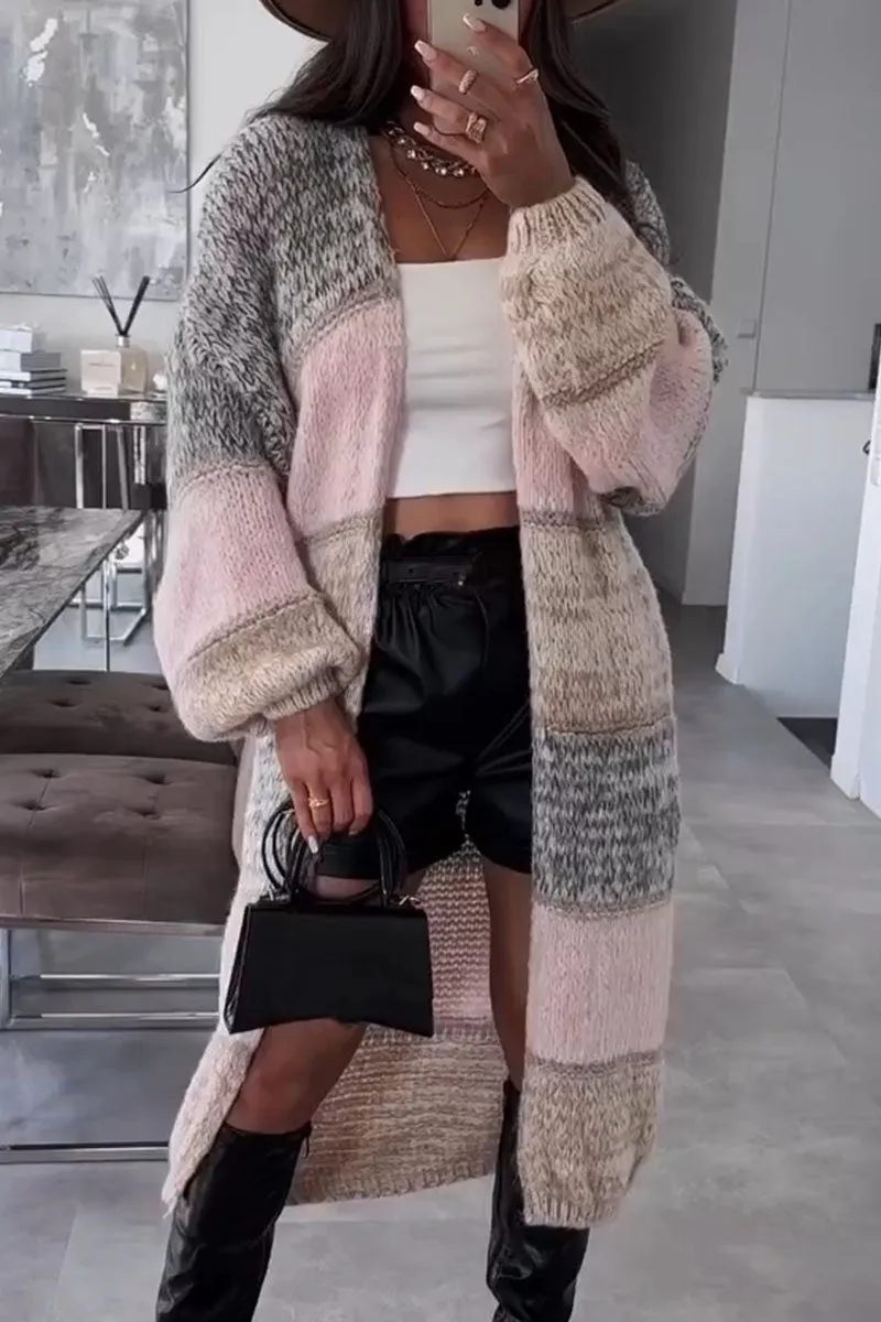 Striped Long Sleeve Sweater Cardigan